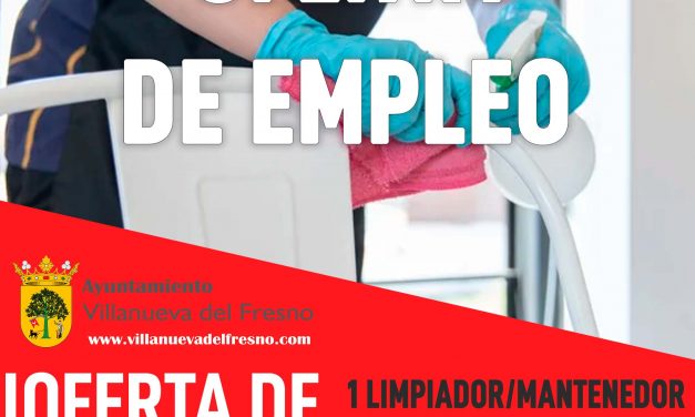 Oferta de empleo | 1 LIMPIADOR/MANTENEDOR DE EDIFICIOS MUNICIPALES (MERCADO DE ABASTOS)